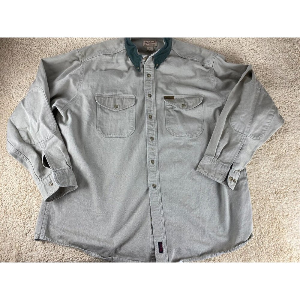 Woolrich Mens Sz 2XL Beige Button Down Long Sleeve Heavyweight Shirt